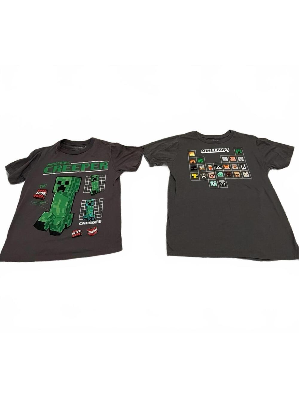 Boys Mojang Minecraft Gray Graphic Tee Shirts M - Lot of 2